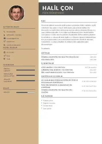 Fizik Öğretmeni CV Örnekleri cv indir